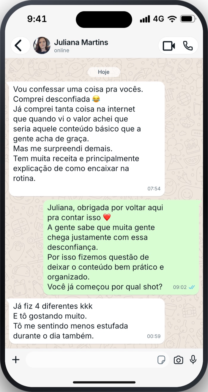 Print de conversa de cliente no WhatsApp